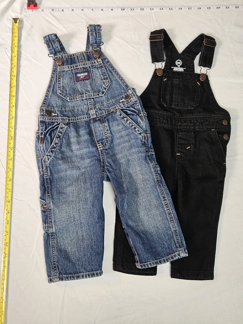OshKosh B'gosh Kids Denim Overalls - Blue and Wonder Nation Black 12m